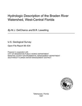 Hydrologic Description of the Braden River Watershed, West-Central Florida