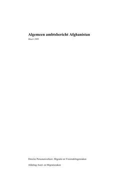 Algemeen Ambtsbericht Afghanistan Maart 2009