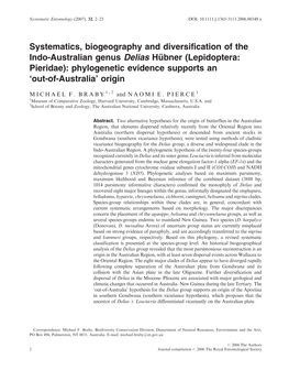 Systematics, Biogeography and Diversification of the Indoaustralian