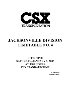 CSX Jacksonville Division Timetable