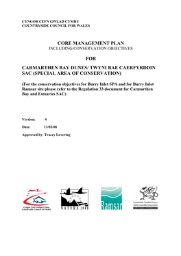 Core Management Plan for Carmarthen Bay Dunes