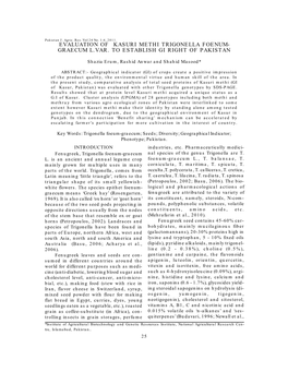 Evaluation of Kasuri Methi Trigonella Foenum- Graecum L.Var