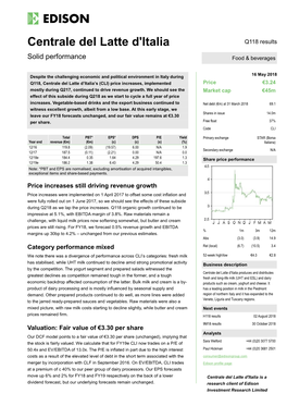 Centrale Del Latte D'italia Q118 Results