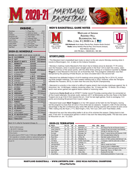 Maryland at Indiana Schedule