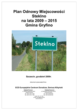 Plan Odnowy Miejscowości Steklno Na Lata 2009 – 2015 Gmina Gryfino