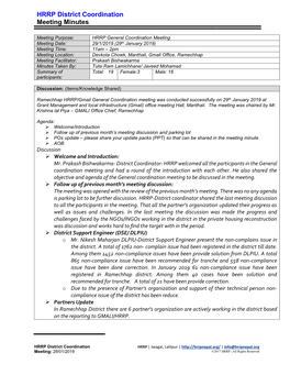 Ramechhap HRRP General Coordination Meeting 29 Jan 2019