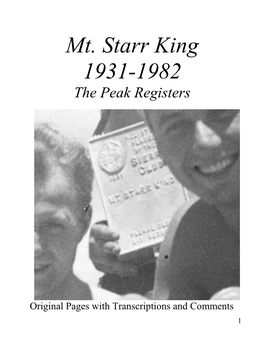 Mt. Starr King 1931-1982: the Peak Registers