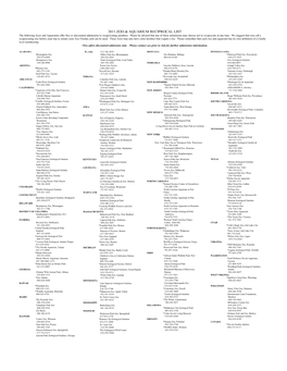 2011 Zoo & Aquarium Reciprocal List