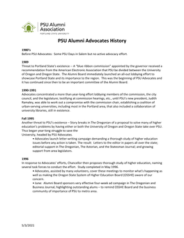 PSU Alumni Advocates History