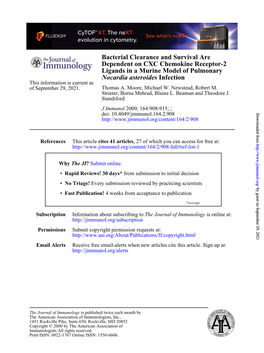 Infection Nocardia Asteroides Ligands in a Murine Model of Pulmonary Dependent on CXC Chemokine Receptor-2 Bacterial Clearance A