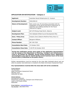 APPLICATION on NOTIFICATION – Category 2