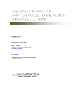 Assessing the Value of Aviation Access to the Metro- Knoxville Economy