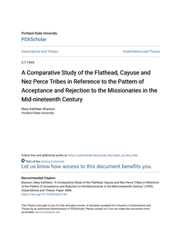 A Comparative Study of the Flathead, Cayuse and Nez Perce Tribes In