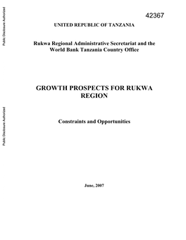 Rukwa Regional Administrative Secretariat and the World Bank Tanzania Country Office