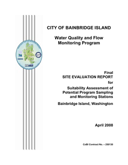 CITY of BAINBRIDGE ISLAND Water Quality and Flow Monitoring Program