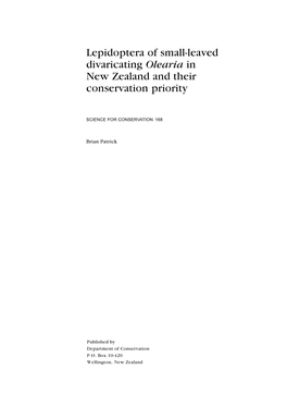 Lepidoptera of Small-Leaved Divaricating Olearia in New Zealand and Their Conservation Priority