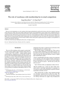 The Role of Warehouse Club Membership Fee in Retail Competition