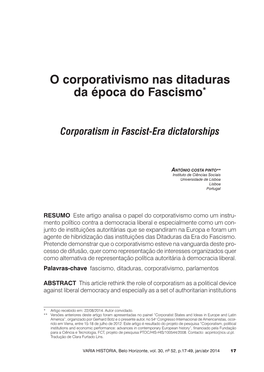 O Corporativismo Nas Ditaduras Da Época Do Fascismo