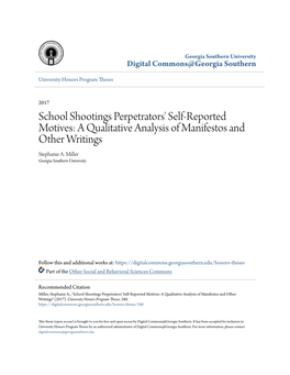School Shootings Perpetrators' Self-Reported Motives: a Qualitative Analysis of Manifestos and Other Writings Stephanie A