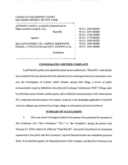 Anthony Caiafa, Et Al. V. Sea Containers, Ltd., Et Al. 06-CV-02565