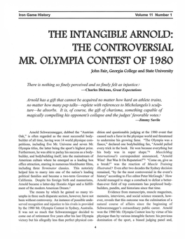 THE CONTROVERSIAL MR. OLYMPIA CONTEST of 1980 John Fair, Georgia College and State University