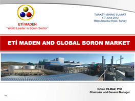 Eti Maden and Global Boron Market