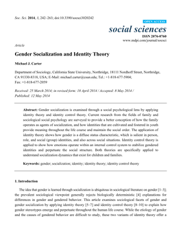 Gender Socialization and Identity Theory