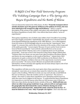 The Vicksburg Campaign Part 2: the Spring 1863 Bayou Expeditions and the Battle of Helena