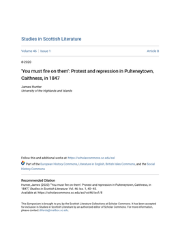 Protest and Repression in Pulteneytown, Caithness, in 1847