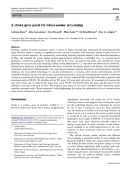 A Stroke Gene Panel for Whole-Exome Sequencing