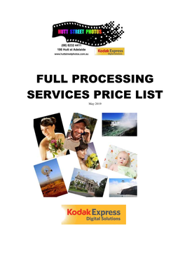 PROCESSING SERVICES PRICE LIST May 2019