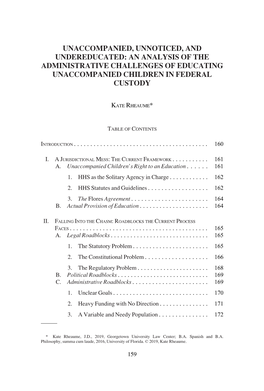 An Analysis of the Administrative Challenges of Educating Unaccompanied Children in Federal Custody