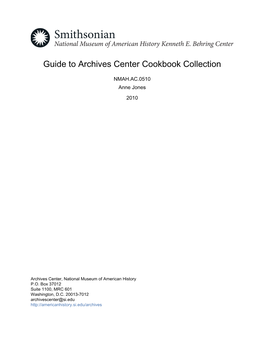 Guide to Archives Center Cookbook Collection