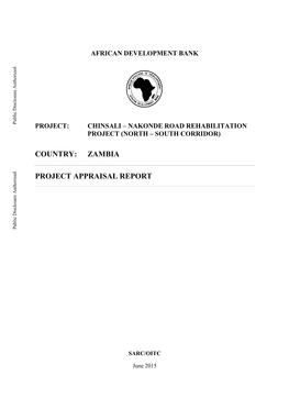 Country: Zambia Project Appraisal Report