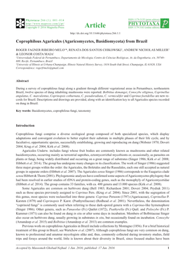 Coprophilous Agaricales (Agaricomycetes, Basidiomycota) from Brazil