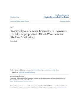 Feminists for Life's Appropriation of First-Wave Feminist Rhetoric And