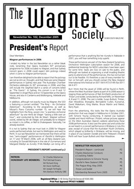 Wagner Society Newsletter 102, December