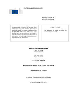 5648 Final COMMISSION DECISION of 03.09.2013 STATE AID SA.32554