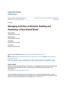 Managing Activities at Wineries: Building and Sustaining a Place-Based Brand