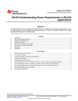Understanding Power Requirements in RS-232 Applications (Rev. B)