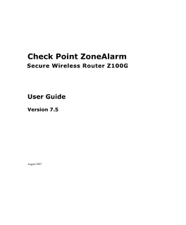 Zonealarm Z100G Manual