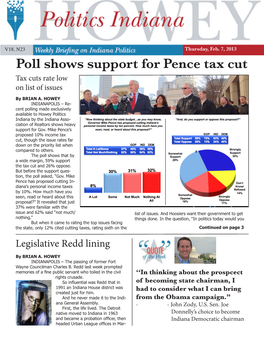 Poll Shows Support for Pence Tax Cut Tax Cuts Rate Low on List of Issues by BRIAN A
