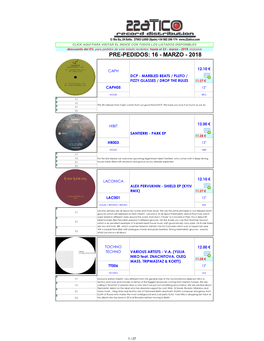 Pre-Pedidos: 16 - Marzo - 2018