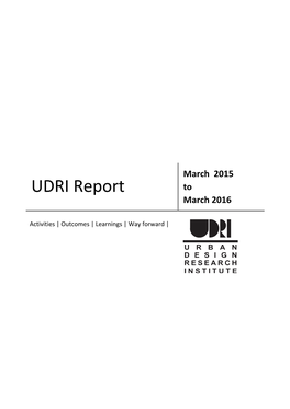 UDRI Report to March 2016