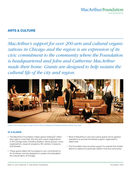 Macarthur's Support for Over 200 Arts and Cultural