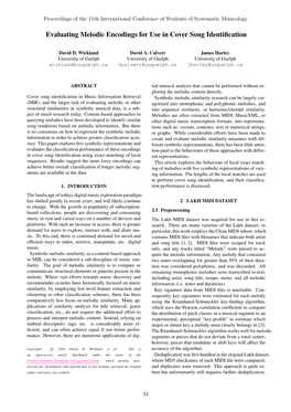 Evaluating Melodic Encodings for Use in Cover Song Identification