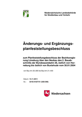 Änderungs- Und Ergänzungs- Planfeststellungsbeschlusses Verwiesen