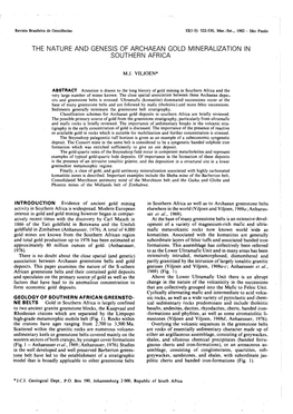 THE NATURE and GENESIS of ARCHAEAN GOLD Minerallzation Ln SOUTHERN AFRICA