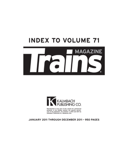 Trains 2011 Index