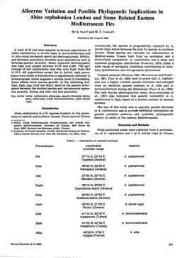 Allozyme Variation and Possible Phylogenetic Implications in Abies Cephalonica Loudon and Some Related Eastern Mediterranean Firs